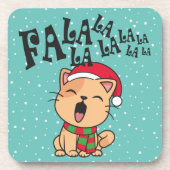 Fa La La La La La La Christmas Cat singen | UNTERS Getränkeuntersetzer (Vorderseite)
