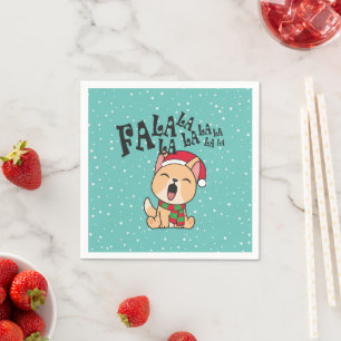 Fa La La La La La La Christmas Dog singen Napkin Serviette