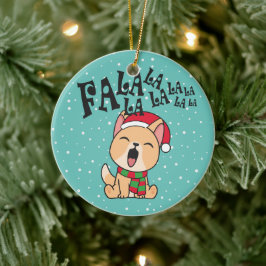 Fa La La La La La La Christmas Dog singen | Orname Keramik Ornament
