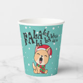 Fa La La La La La La Christmas Dog singen | Papier Pappbecher (Vorderseite)