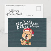Fa La La La La La La Christmas Dog singen | Postka Postkarte (Vorne/Hinten)
