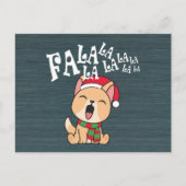 Fa La La La La La La Christmas Dog singen | Postka Postkarte (Vorderseite)