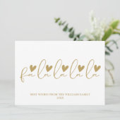 Fa La La La La La La Gold Script Foto Weihnachten (Stehend Vorderseite)