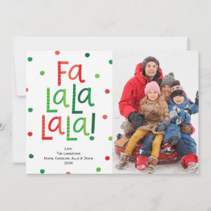 Fa La La La La La La La Red und Green Holiday Foto Feiertagskarte