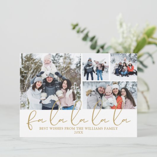 Fa La La La La La Script 4 Foto Weihnachten (Stehend Vorderseite)