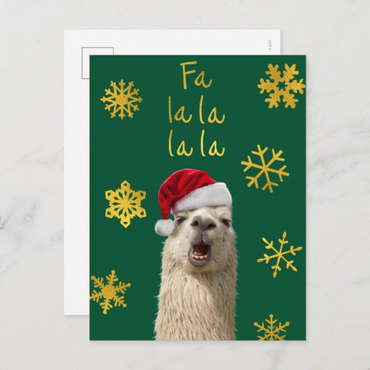 Fa La La La La Llama Einladungspostkarte (Vorne/Hinten)