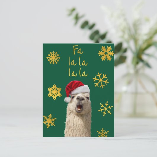 Fa La La La La Llama Einladungspostkarte (Stehend Vorderseite)