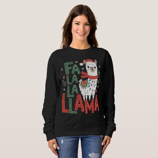 Fa La La La La Llama | Llama Lover Retro Christmas Sweatshirt (Vorne ganz)