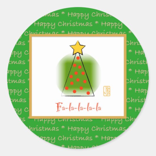 Fa-la-la-la-la-Mod Weihnachtsbaum Runder Aufkleber (Vorderseite)