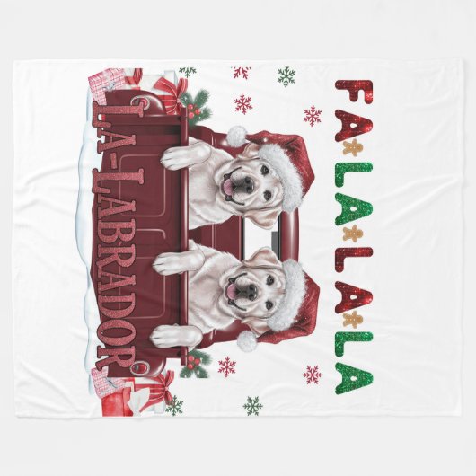 Fa La La La Labrador Fleecedecke (Vorderseite (Horizontal))