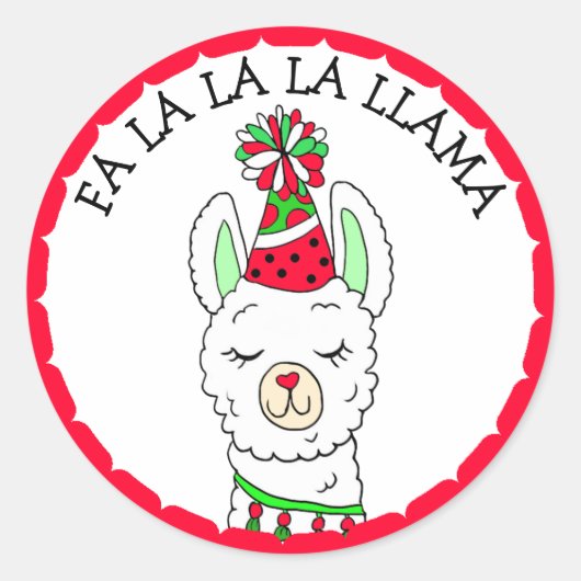 Fa la la la Lama Funny Funny Weihnachten Runder Aufkleber (Vorderseite)