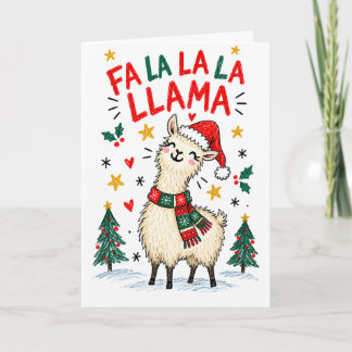 Fa La La La Lama  | Lustige handgezeichnete Weihna Karte