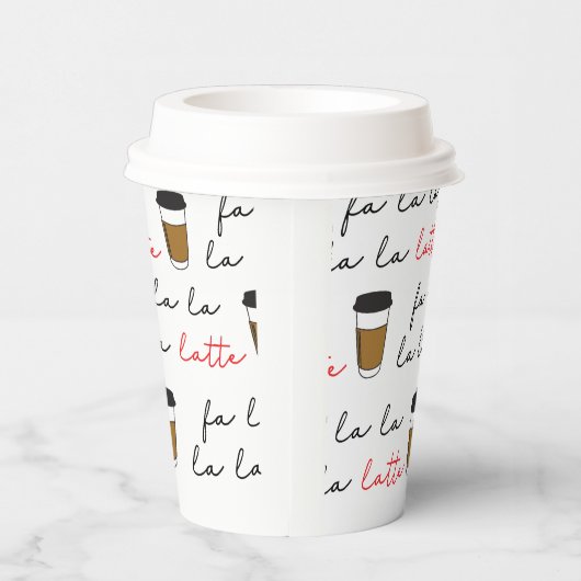 Fa la la la Latte Weihnachtskaffee Illustration Pappbecher (Rechts)