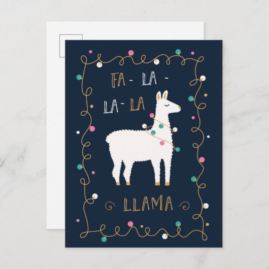 Fa-La-La-La-Llama Postkarte (Vorne/Hinten)