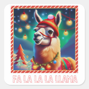 Fa La La La LLama Quadratischer Aufkleber