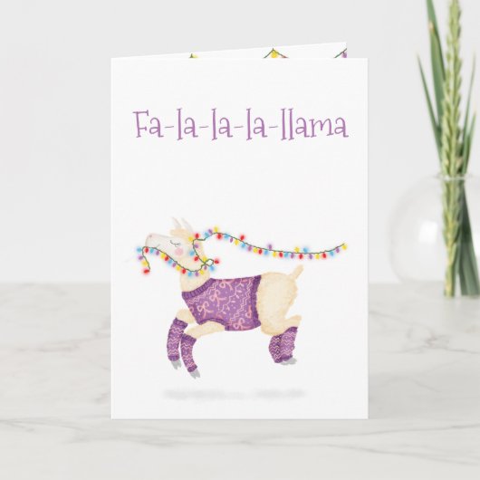 Fa-la-la-la-Llama süße Weihnachtskarte Karte (Vorderseite)