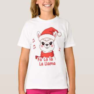 Fa La La La Llama Weiße Hirsche Weihnachten T-Shirt
