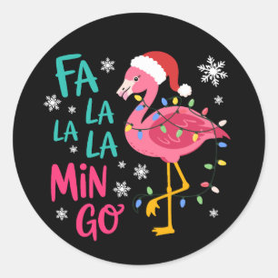 Fa La La La Mingo Weihnachtsflamingo Rosa Liebhabe Runder Aufkleber