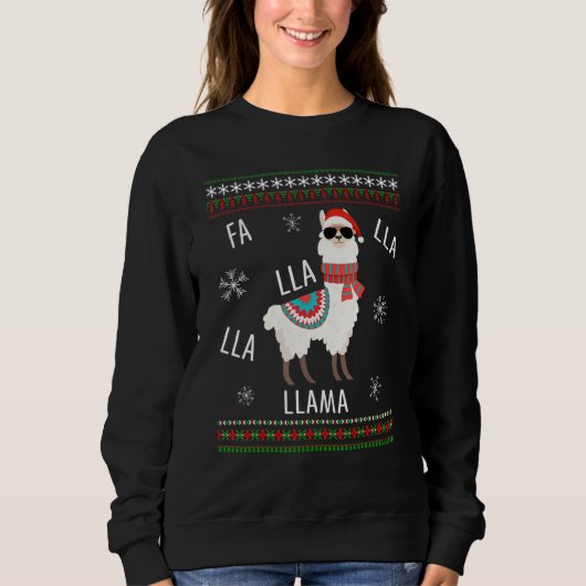 Fa La La La Niedlich Llama Ugly Christmas Sweater Sweatshirt (Vorderseite)