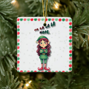 Fa La La La Nö Nette Weihnachtselfen-Weihnachtsbau Keramikornament