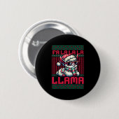 Fa La La La Party Llama Funny Christmas Ugly Sweat Button (Vorne & Hinten)