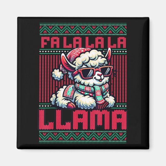 Fa La La La Party Llama Funny Christmas Ugly Sweat Magnet (Vorne)