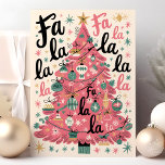 Fa La La La Pink Retro Weihnachtsbaum Feiertagskarte<br><div class="desc">Erleben Sie den Urlaubssinn mit dieser verspielten und rückwärts inspirierten Weihnachtskarte "Fa La La La La". Mit einem zauberhaften, rosa Weihnachtsbaum mit Vintagen Ornamenten verleiht diese Karte Ihrem Urlaubsgruß eine angenehme und nostalgische Atmosphäre. Ideal, um Freunden und Familie feierlichen Beifall zu schenken, die ein ästhetisches Retro-Design und ein helles, fröhliches...</div>