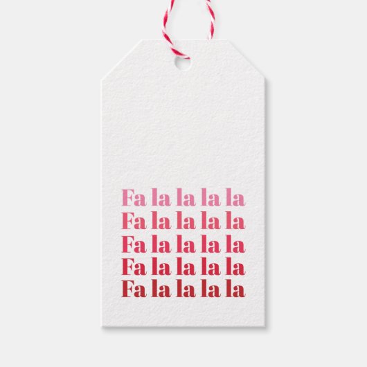 "Fa La La La" Pink Weihnachtsmarken Geschenkanhänger (Vorderseite)
