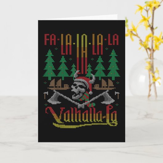 Fa-La-La-La-Valhalla-La Norsk Viking Ugly Karte (Gelbe Blume)