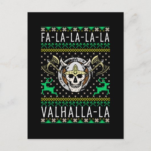 Fa-La-La-La Valhalla-La Viking Christmas Postkarte (Vorderseite)