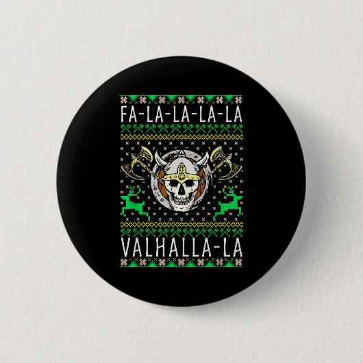 Fa-la-la-la Valhalla-la Viking God Ugly Christmas Button (Vorderseite)