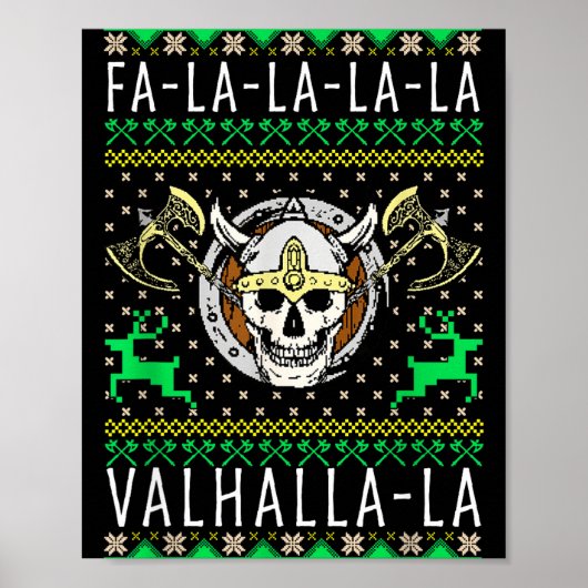 Fa-la-la-la Valhalla-la Viking God Ugly Christmas Poster (Vorne)