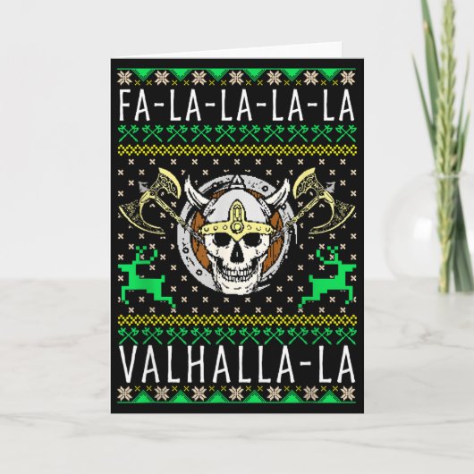 Fa-la-la-la Walhalla-la Wikinger Gott Hässliches W Karte (Vorderseite)