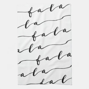 FA LA LA LA White & Black Calligraphy Weihnachtsli Geschirrtuch