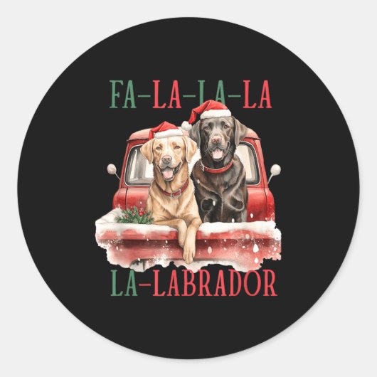 Fa La La Labrador Funny Christmas Runder Aufkleber (Vorderseite)