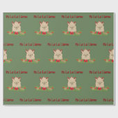 Fa-La-La-Lama auf Grün Geschenkpapier (Flach)