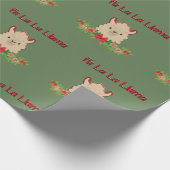 Fa-La-La-Lama auf Grün Geschenkpapier (Ecke)