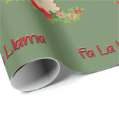 Fa-La-La-Lama auf Grün Geschenkpapier (Rolleneckpunkt)