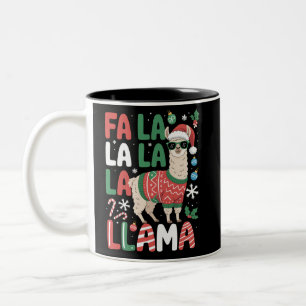 Fa La La Lama Lustiges Lama Weihnachten Tierliebha Zweifarbige Tasse
