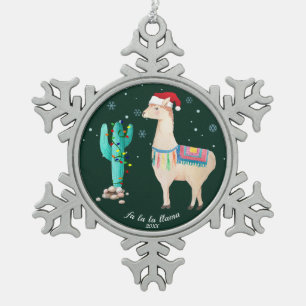 Fa La La Lama Weihnachten Personalisiert Schneeflocken Zinn-Ornament