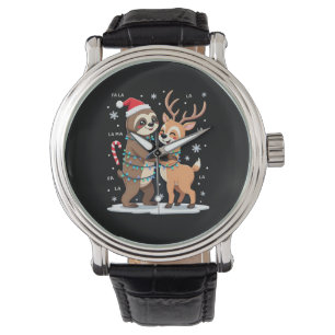 Fa La La Lama Weihnachtsbeleuchtung Faultier Reit  Armbanduhr