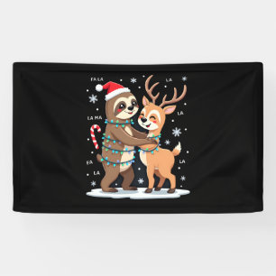 Fa La La Lama Weihnachtsbeleuchtung Faultier Reit  Banner