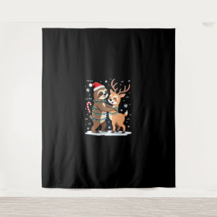 Fa La La Lama Weihnachtsbeleuchtung Faultier Reitl Wandteppich