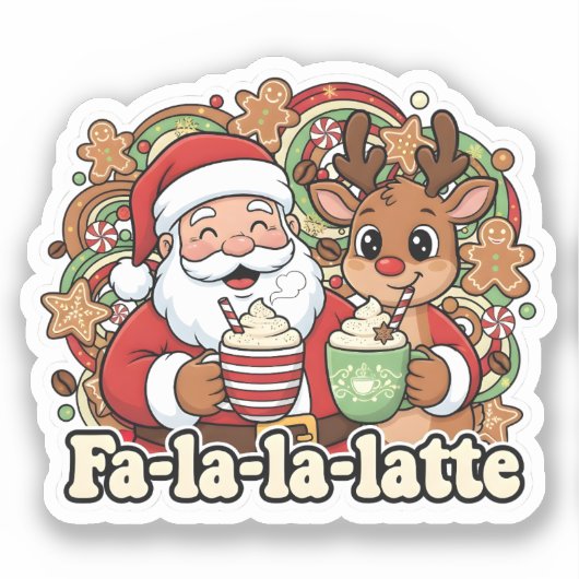 Fa-la-la-Latte Aufkleber (Vorderseite)