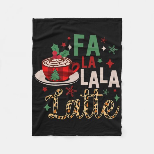 Fa La La Latte Funny Christmas Liebhaber Fleecedecke (Vorderseite)