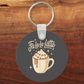 Fa La La Latte Humorous Pun Funny Retro Coffee Chr Schlüsselanhänger (Vorderseite)