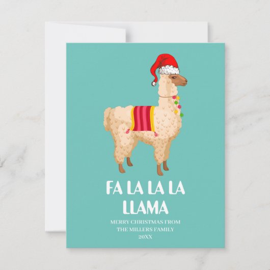 Fa La La Llama Card, Funny Christmas Card,  Mitteilungskarte (Vorderseite)
