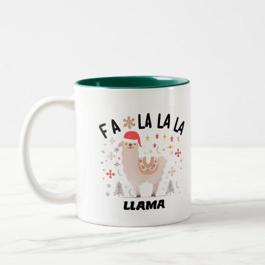 Fa La La Llama Christams Grafisches Kunstdesign Zweifarbige Tasse (Links)