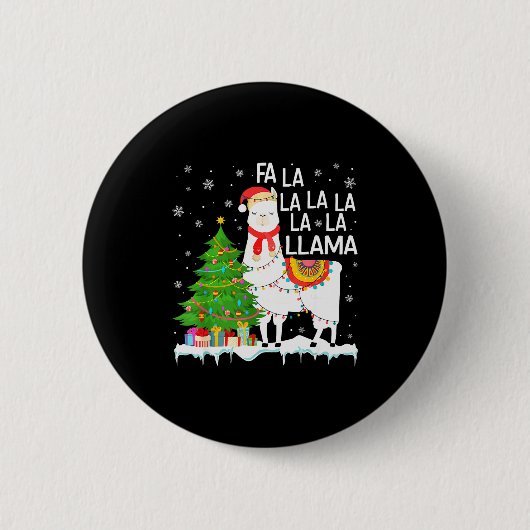 Fa La La Llama Christmas Funny Xmas Pajamas Animal Button (Vorderseite)