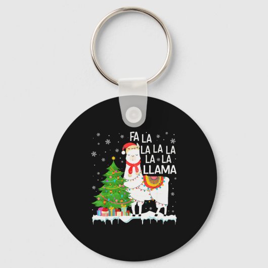 Fa La La Llama Christmas Funny Xmas Pajamas Animal Schlüsselanhänger (Vorderseite)